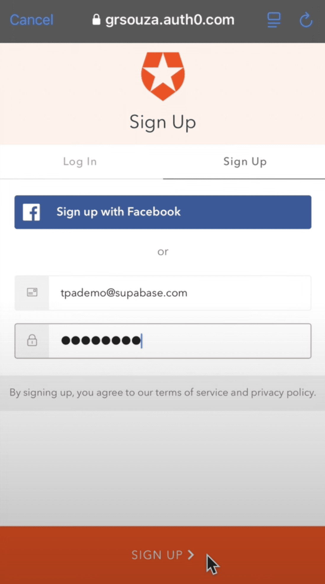 Third-Party MAU login screen